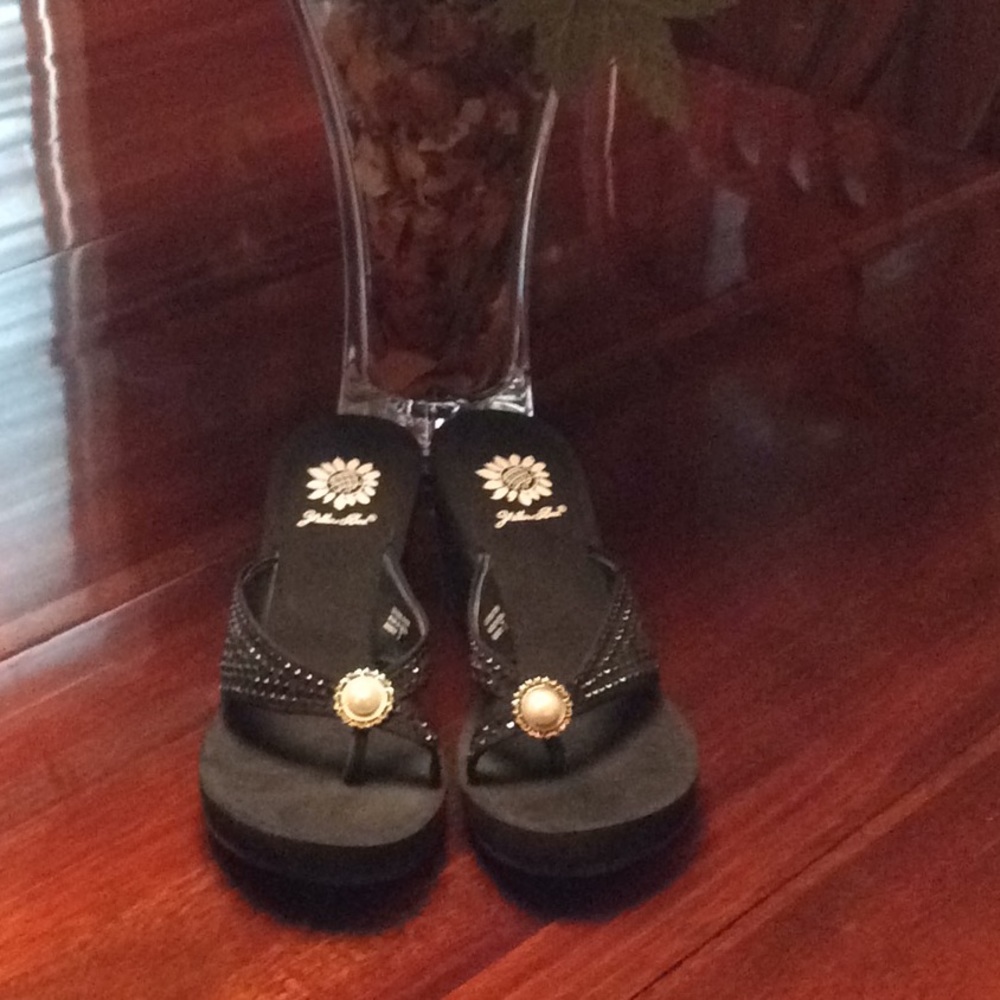 Yellow Box sandals.